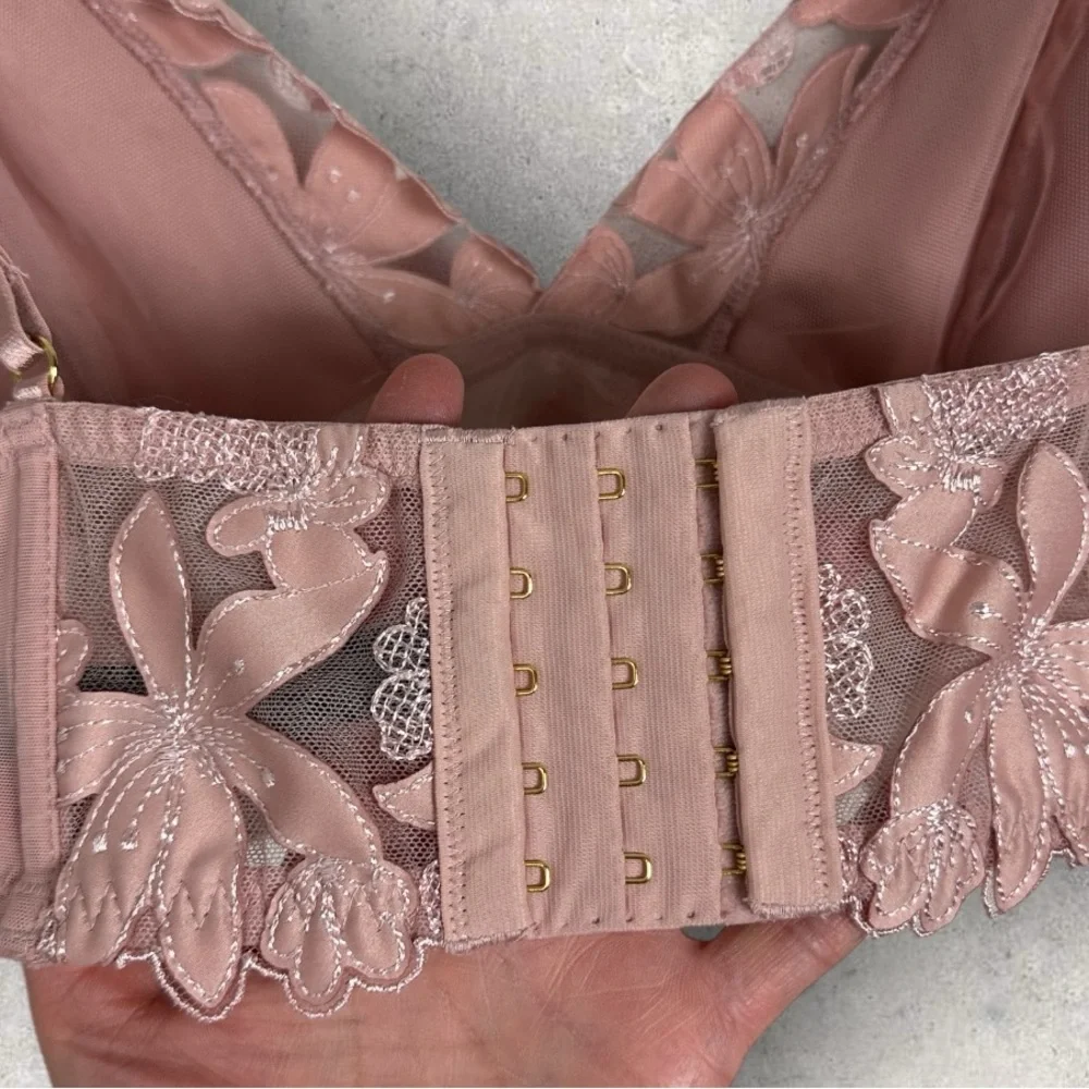 Victorias secret Pink Lace Floral Bralette Bra Womens Size Medium DD Sexy Adjust - Picture 7 of 15